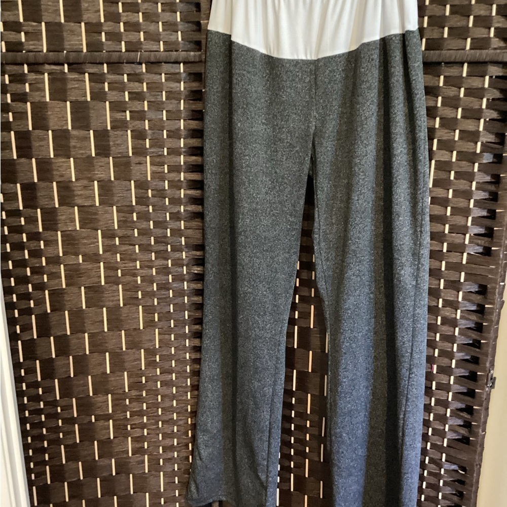 Gray and White Wide Leg Pants